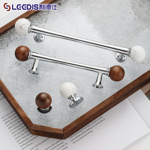 Legdis <b>Cabinet</b> Door Handle Zinc Alloy <b>Walnut</b> Wood Round Ball French Style Durable Furniture Hardware Handle - Product Image 1