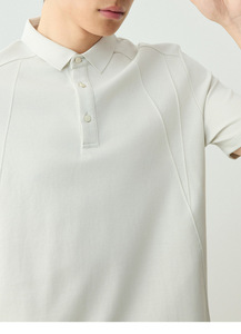 <span class=keywords><strong>เสื้อโปโล</strong></span>ผู้ชายทรงปกติ ผ้าคอตตอนปิเก้ 220GSM สีงาช้าง แต่งแถบเย็บแนวเฉียง รับทำโลโก้ OEM - Product Image 4