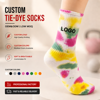 Chaussettes de sport numériques personnalisées Tie-Dye pour jeunes et enfants, avec logo jacquard sur le bas, antibactériennes, séchage rapide, OEM ODM, faible MOQ