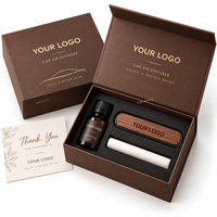 Diffuseur de parfum pour voiture personnalisé en bois de noyer avec accent métallique, aromathérapie rechargeable, désodorisant avec logo, parfum et boîte cadeau