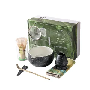 แปรงมัทฉะแบบญี่ปุ่น4 5 7 8ชิ้นเครื่องมือตีชาข้ามพรมแดนสำหรับพิธีชงชาและกาแฟชุดกล่องของขวัญและชาม - Product Image 5