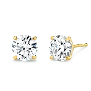 Gemnel Minimalist Gold Plated Jewelry 925 Silver Diamond Stud Earring