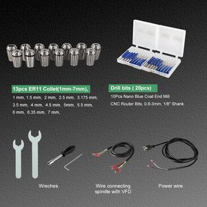 Kit de Motor de Husillo CNC de 1.5KW ER11 Refrigerado por Aire, Husillo Cuadrado con Inversor VFD de 1.5kw, 24000rpm, 110V/220V para Fresado y Taladrado CNC - Product Image 5