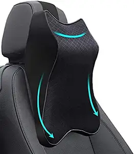 Coussin repose-tête de siège de voiture noir, oreiller de cou de siège de voiture 100% mousse à mémoire de forme Pure confortable ergonomique et soulagement de la douleur au cou