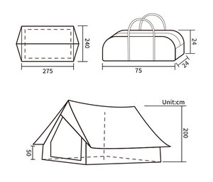 Tente de cabine durable en T/C, imperméable, en coton, type <span class=keywords><strong>tipi</strong></span>, avec sac de transport, pour activités intérieures et extérieures, abri pour livres - Product Image 2