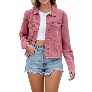 Veste en jean brut élégante et confortable pour femme, manches longues en nylon, rembourrage en coton, dernier design d'hiver, service OEM, prix abordable 2026 - Product Image 1