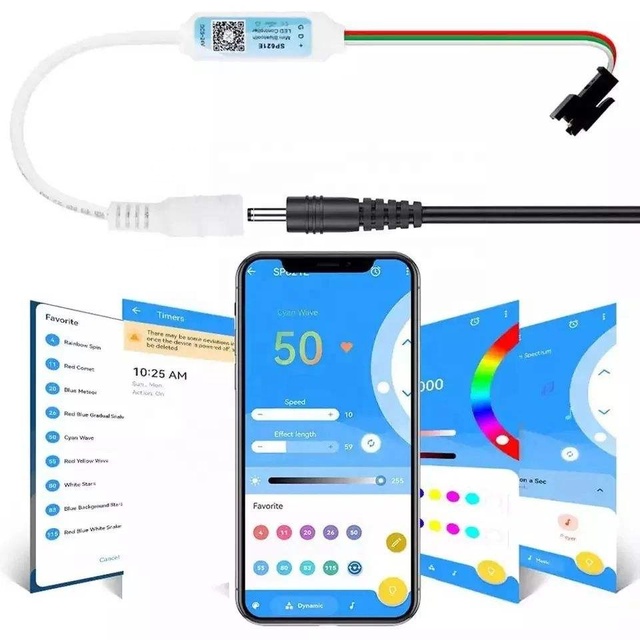 SP621E for RGB SPI 12V-24V 6A 1 Channel Music App Addressable Digital LED Strip Mini Controller