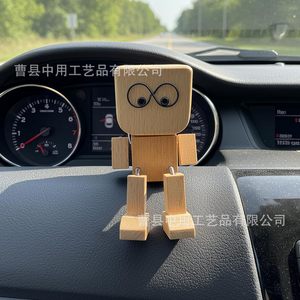 Poupée en bois à pieds mobiles avec visages interchangeables, jouet pour tableau de bord de voiture, pour enfants et adultes, ornement en bois DIY, cadeau - Product Image 2