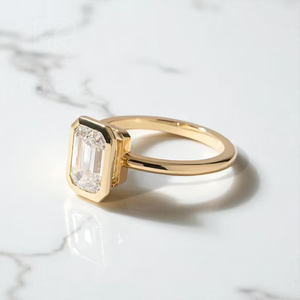 Anillo de compromiso de lujo con diamante cultivado en laboratorio IGI VVS, corte esmeralda, plata 925, joyería fina para mujer - Product Image 2