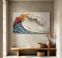 Pintura en Lienzo 3D con Textura de Olas del Océano, Paisaje Marino Abstracto en Relieve, Arte de Pared Horizontal para Decoración de Sala de Estar, Hotel, Venta al por Mayor