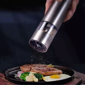 Rechargeable Semi-Automatic Electric Pepper Mill and Salt Grinder <b>Set</b> with Ceramic Mechanism Dust Cover Metal Stainless Steel - Product Image 5
