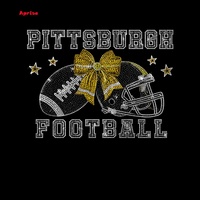 PIT Steeler New Design Rhinestone Transfer Football Helmet Motif Patches Iron on Team Logo Transfers for Gameday Clothing
