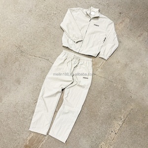 Custom Plain Windproof Waterproof Zip up Jackets and Nylon Track <b>Pants</b> Baggy Jogging Set Lightweight Tracksuit Windbreaker Set - Product Image 1