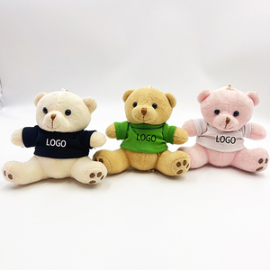 Logotipo de impresión personalizada de 4 ', regalo de recuerdo, me encanta Rusia, EE. UU., pequeño oso de peluche con camiseta, Mini llavero de felpa - Product Image 3