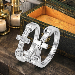 KIVORA'S 925 SILVER Adjustable Cross Open Moissanite <b>Ring</b> Silver 925 Prong <b>Set</b> Wedding Band <b>for</b> <b>Women</b> - Product Image 3