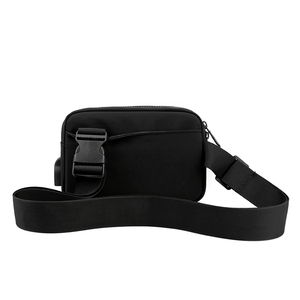 Livraison rapide Nouvelle mode Sac messager mini en nylon noir pour hommes Sac de poitrine en nylon de haute qualité pour hommes Sac bandoulière avec USB - Product Image 4