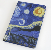 Carnet à couverture rigide A5 avec papier ligné, design de reliure thermique à ouverture plate, inspiré de la célèbre peinture Nuit étoilée de Vincent van Gogh