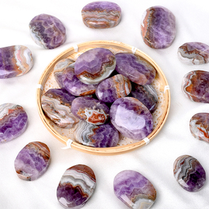 Pierre de paume en améthyste et agate polie à la main, en pierre naturelle de guérison, pour la décoration intérieure (vente en gros) - Product Image 4