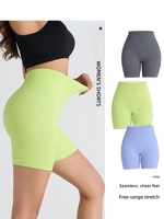 Shorts de yoga et cyclisme côtelés sans coutures, respirants, taille haute, coupe ajustée élastique, effet ventre plat et rehausseur de fessiers, pour le fitness et le sport