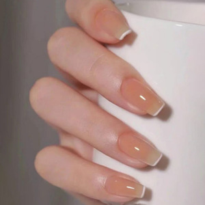 <span class=keywords><strong>Uñas</strong></span> postizas acrílicas de la mejor calidad al por mayor, <span class=keywords><strong>uñas</strong></span> de ataúd con purpurina blanca y rosa degradada, para salón de belleza - Product Image 6