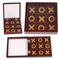 Jeu de société en bois KidsXOTicTacToe à trois rangées, jouet éducatif précoce, puzzle interactif parent-enfant, jeu de table estampé à la feuille d'or
