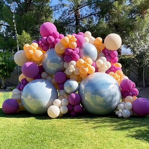 Hermétique Argent Or Irisé Grand Brillant PVC Miroir Réfléchissant Sphère Boule Gonflable Arc-en-ciel Ballons Suspendus - Product Image 4