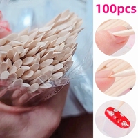 100 bâtonnets en bois d'oranger double face multifonctionnels pour repousser les cuticules, outil de manucure et pédicure pour usage professionnel et domestique