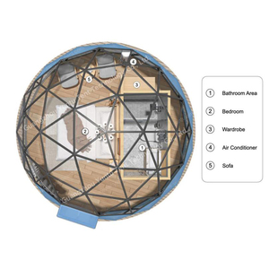 โดมเต็นท์ทรงกลมสำหรับสวน ขนาด 5 เมตร พร้อมห้องน้ำและเตา สำหรับแกลมปิ้งในฤดูหนาว ห้องอาบแดดสำหรับหิมะ - Product Image 5