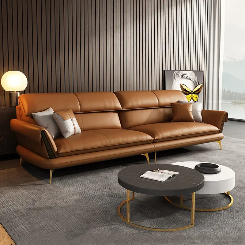 Living Room Furniture Sofa Cover Modern European Leather Sofa Home Furniture Set L Shape Corner