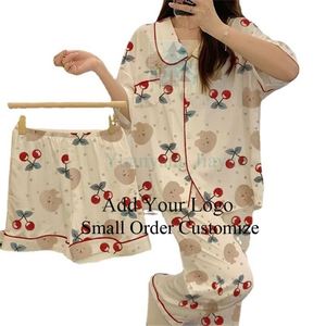 <strong>Girls</strong> Short Sleeve Sleepwear 3 PCS <strong>Set</strong> Nightgowns Pijamas Women Cheap Femme Mujer <strong>Pajamas</strong> for Women - Product Image 3