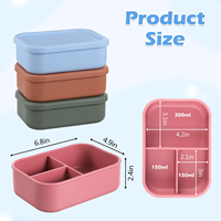 Boîte à bento en silicone sans BPA, 3 compartiments, réutilisable, pour adultes, micro-ondable, boîte à lunch personnalisée pour sandwichs