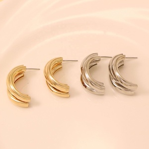 Fashion Gold Plated Lovers and <b>Friends</b> Harley Earrings Personality Semi-circular Design Sense Earrings <b>for</b> <b>Women</b> - Product Image 3