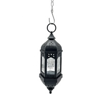 Lanterne Ramadan Superwin RTS avec musique, hexagone moyen, 10 LED, fil de cuivre, lustre, chaîne électro-plaquée, festival musulman islamique