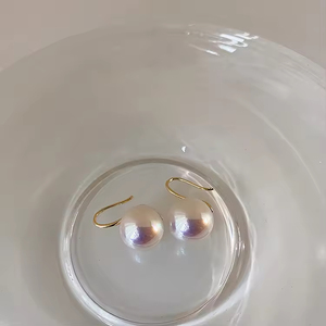 925 Silver <b>Needle</b> Zircon Pearl Earring Sweet S925 Sterling Silver Round <b>Bead</b> Pearl Drop Earrings Pearl Hook Earring - Product Image 2
