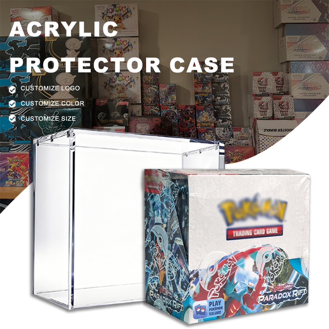 Custom UV Resistant Clear Acrylic ETB Protector Game Booster Box for pokemon TCG Collection Storage Boxes
