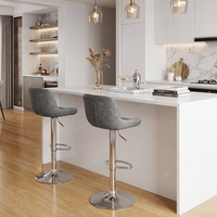 Tabouret de bar à coutures verticales, dossier ergonomique, repose-pieds chromé en forme de D, réglage pneumatique, pivotant à 360° pour cuisine, bar, comptoir, salon