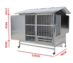 Großer Hundekäfig aus Edelstahl, atmungsaktiv, klassisch-modern, für den Außenbereich, reinigbar, mobil, mit Metallwanne - Product Image 3
