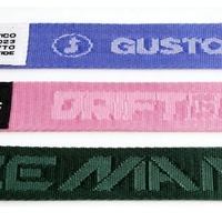 Porte-clés promotionnel en tissu polyester écologique brodé avec logo personnalisé, accessoires en acier inoxydable, cordon de poignet