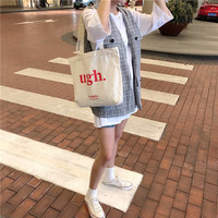 Ouye sacs fourre-tout réutilisables en toile de coton pour la peinture sacs fourre-tout en toile pour étudiants de mode avec poche et fermeture éclair
