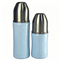 Biberon en acier inoxydable 270 ml 180 ml avec tétine en silicone, échelle de mesure intégrée, anti-fuite détachable
