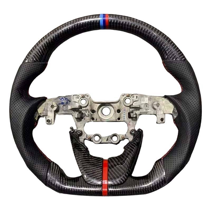 หนัง + คาร์บอนไฟเบอร์ + แถบด้านบนสามสี + เย็บสีดำ