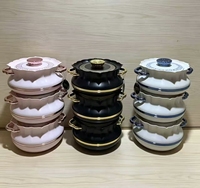 Nouvel ensemble de casseroles isothermes de luxe au design pétale 2,2L 2,8L 3,5L, chauffe-plats gaufré pour la restauration aux États-Unis et au Canada