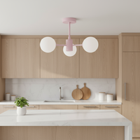 Lampe suspendue LED tendance Macaron, style nordique moderne, 3 lumières, globe en verre rose pastel, métal, chambre à coucher, chambre d'enfant