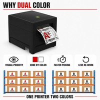 Imprimante thermique de codes-barres de bureau 3 pouces 80 mm, double couleur, 203 dpi, imprimante d'étiquettes TSPL pour codes 1D, 2D, QR, étiquettes d'entrepôt