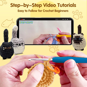 Kit de Ganchillo Fácil para Gatos <span class=keywords><strong>Amigurumi</strong></span>, Set Completo de Iniciación al Ganchillo con Tutoriales <span class=keywords><strong>Paso</strong></span> <span class=keywords><strong>a</strong></span> <span class=keywords><strong>Paso</strong></span> para Principiantes - Product Image 6