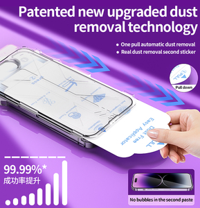Pelindung layar kaca Tempered, penutup penuh kelas Premium UNTUK iPhone 15 14 13 Pro Max mudah dipasang dengan Align aplikator - Product Image 3