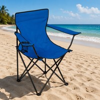 Chaise de camping pliable avec porte-gobelet, logo personnalisé OEM, chaise d'extérieur légère en métal pour la plage, le pique-nique, la pelouse, vente en gros