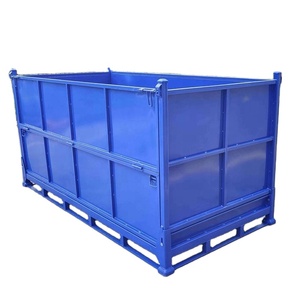 Caja de almacenamiento de <span class=keywords><strong>metal</strong></span> sólido grande, contenedor de almacenamiento industrial apilable, recubierto de polvo, plegable, en venta - Product Image 1