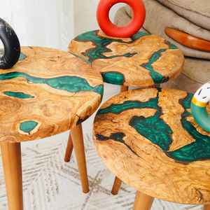 Mesas de Resina y Madera Hechas a Mano de Primera Calidad, Madera Maciza con Incrustaciones de Resina que Proporcionan una Estructura Duradera, un Diseño Elegante y Perfecto - Product Image 6