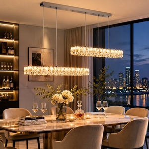 Lustre suspendu pour salon, restaurant, populaire, en cristal K9, en acier inoxydable chromé, luminaires suspendus - Product Image 1